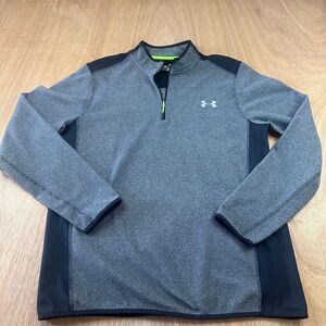 Under Armour ColdGear Men’s 1/4 Zip Pullover Gray Black Loose Fit Large